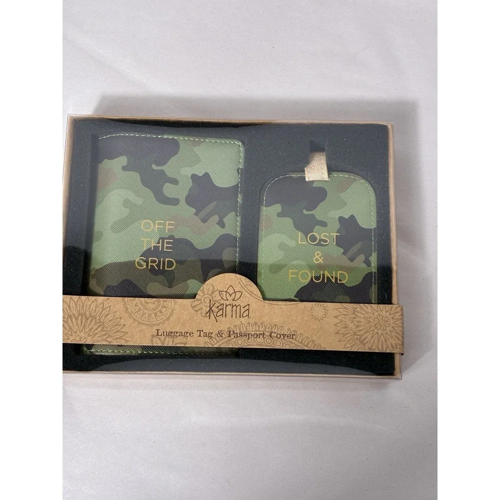 Karma Luggage Tag And Passport Cover. Camo. Brand New In Box.